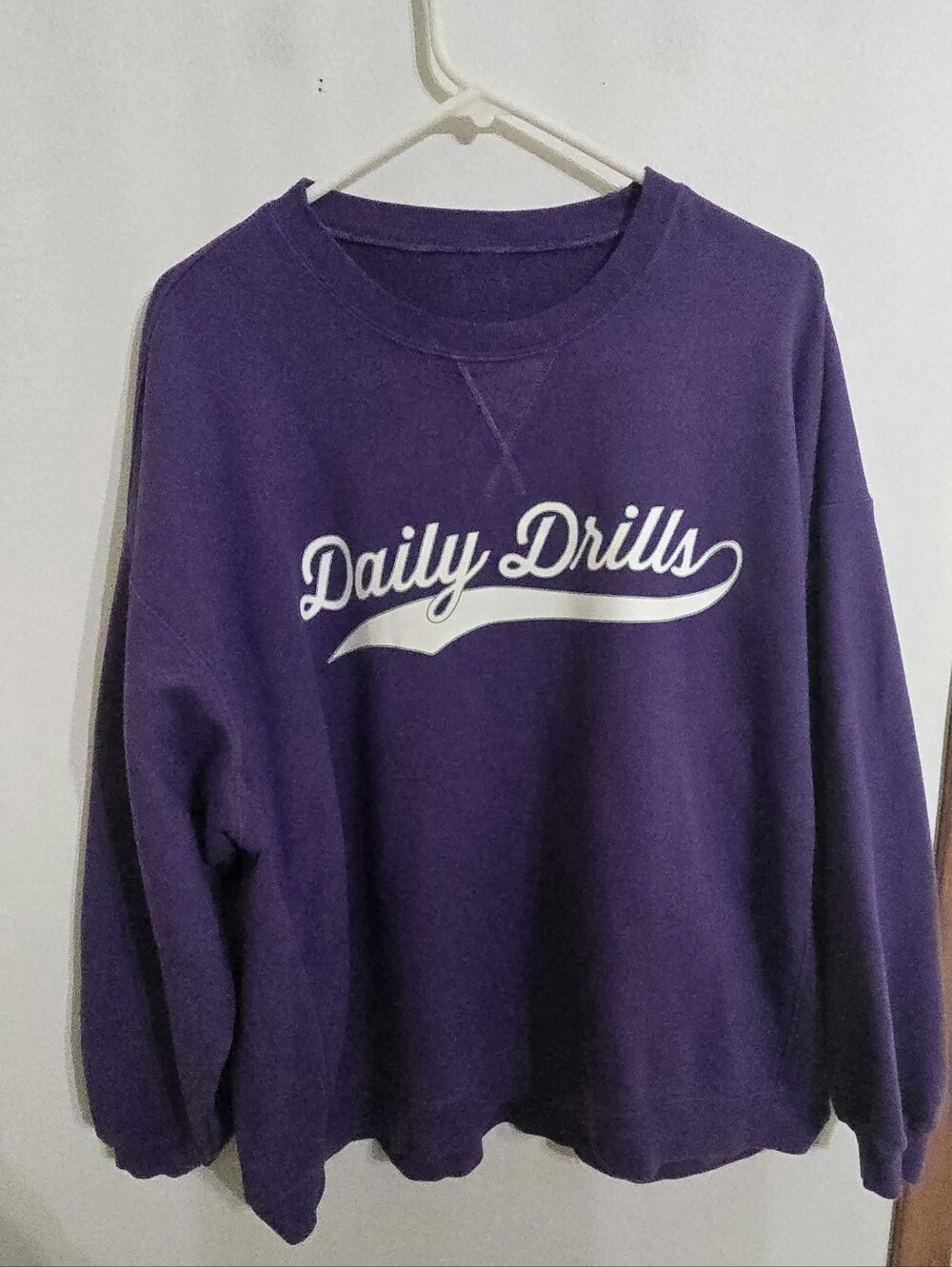 Daily Drills Purple Crewneck Sweatshirt with White Script Logo